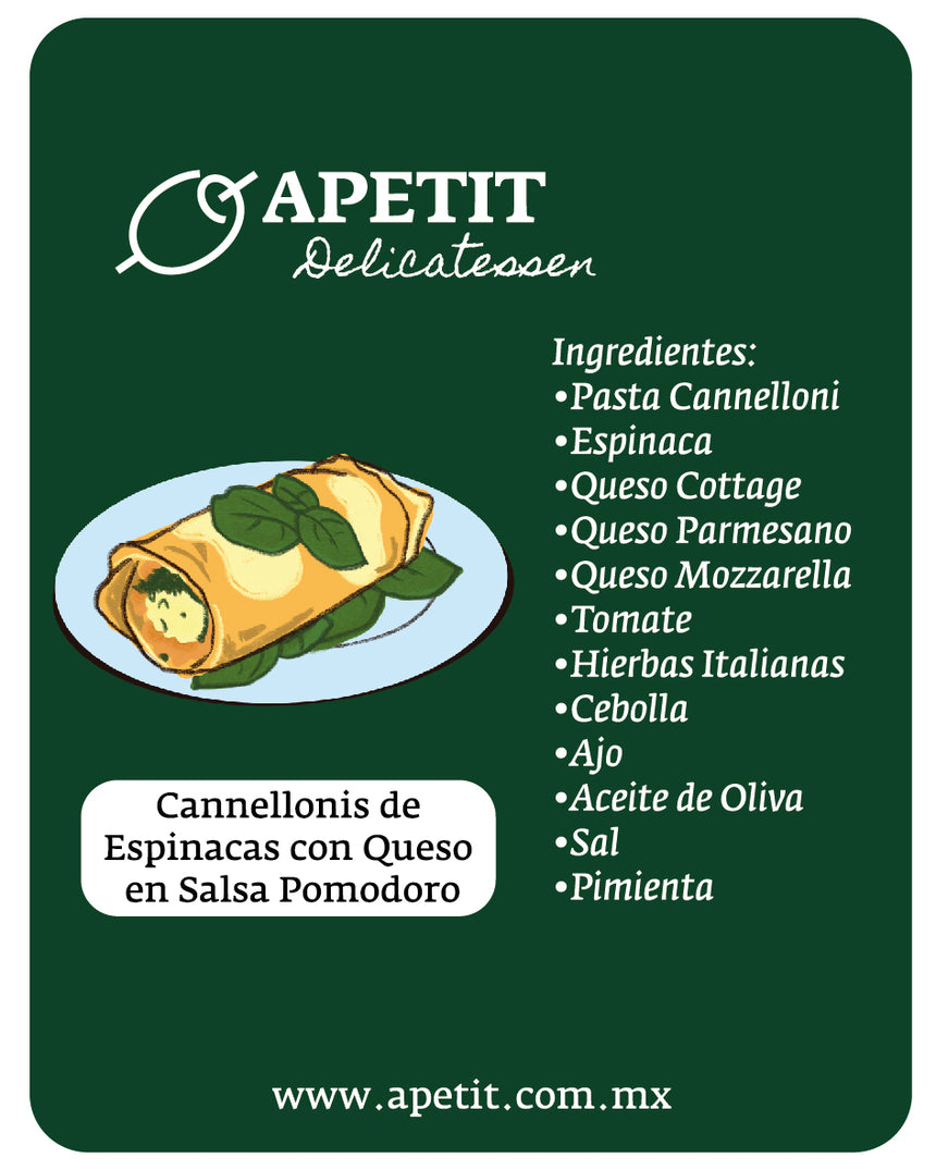 Cannelloni Pomodoro Rellenos de Espinaca y Queso
