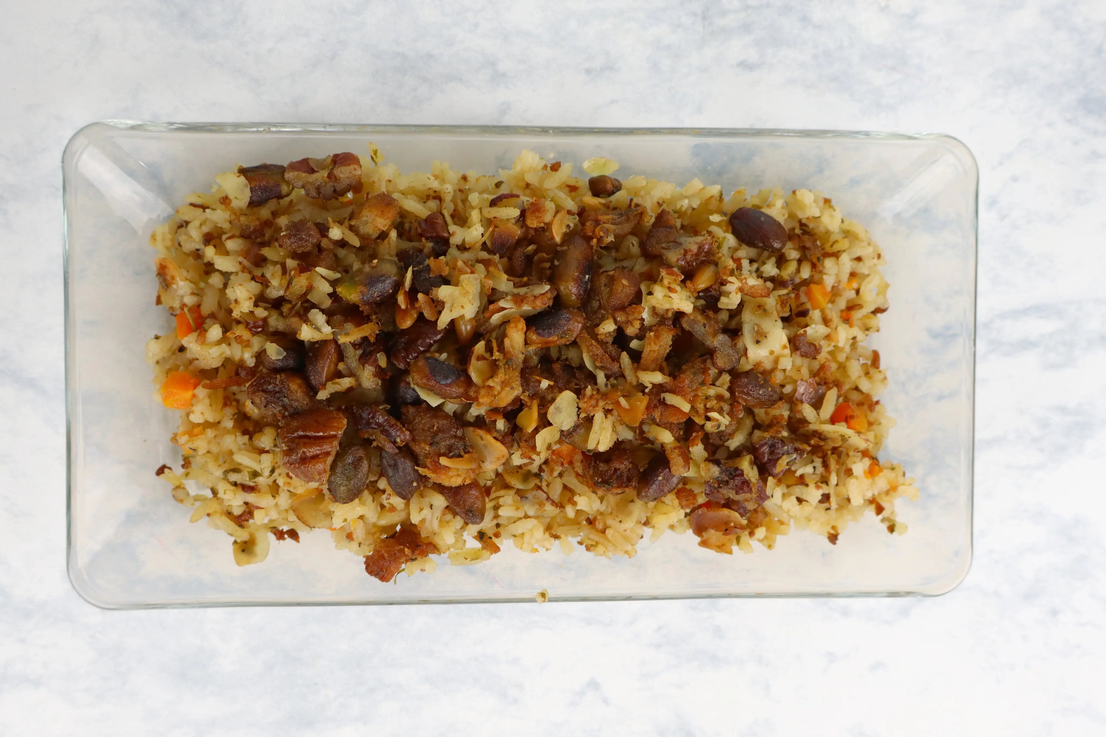 Arroz Huérfano con Piñones, Almendras y Chicharrón Congelados