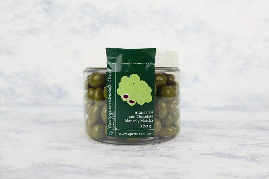 Bote Arándanos con Chocolate Blanco y Matcha Bote 300gr